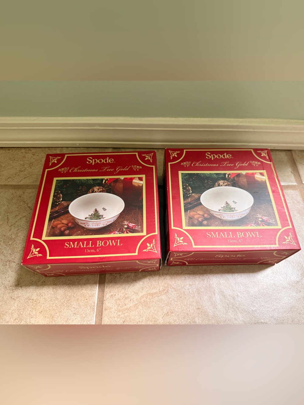 Spode Red and Gold Holiday Small Bowls (Set of 2)